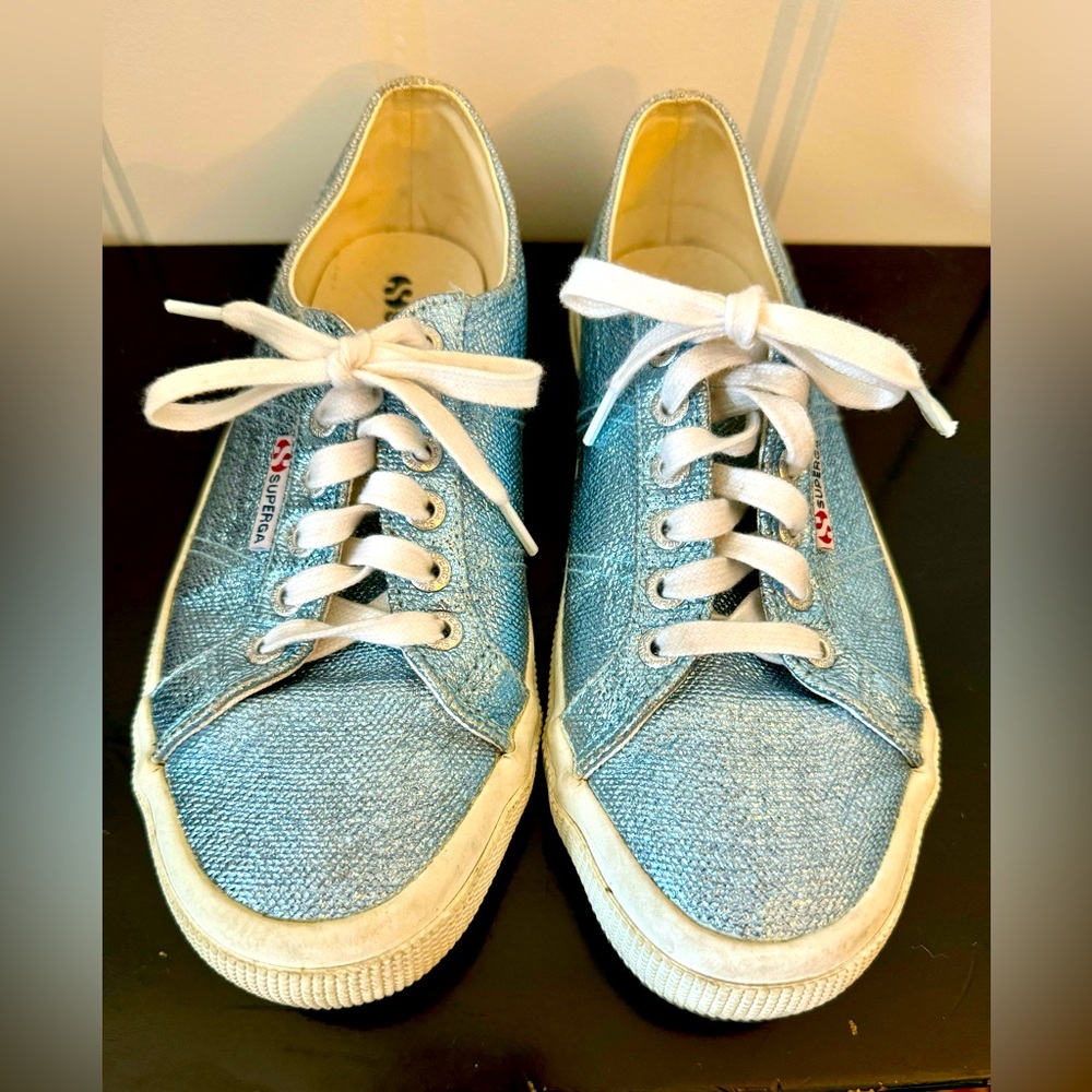 SUPERGA blue metallic sneakers Size 8